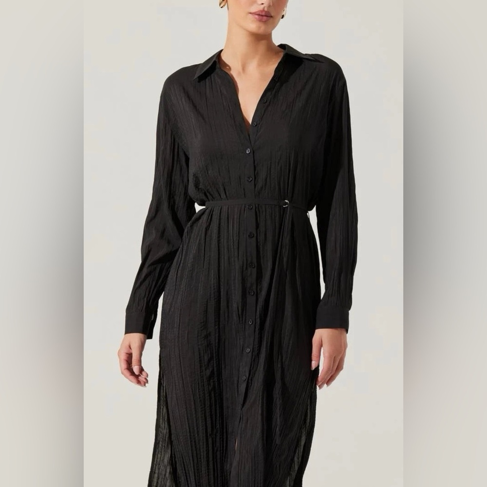 NWOT Astr Black Long Sleeve Sheer Maxi Dress - Picture 3 of 8
